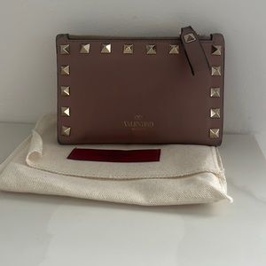 Valentino Garavani Brown Wallet with Gold Studs